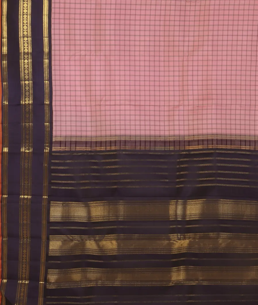 Pinkish Lavender Handwoven Kanjivaram Silk Saree T4482014