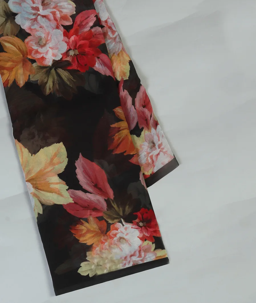 Black Chiffon Silk Saree T454231-image