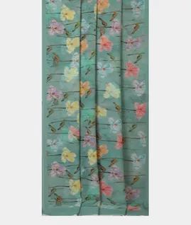 Greenish Blue Georgette Silk Saree T4542412