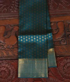 Peacock Blue Handwoven Kanjivaram Silk Dupatta T4404251