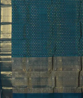 Peacock Blue Handwoven Kanjivaram Silk Dupatta T4404253