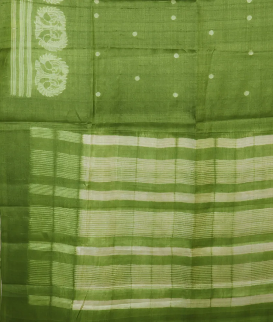 Green Tussar printed Saree T4510214