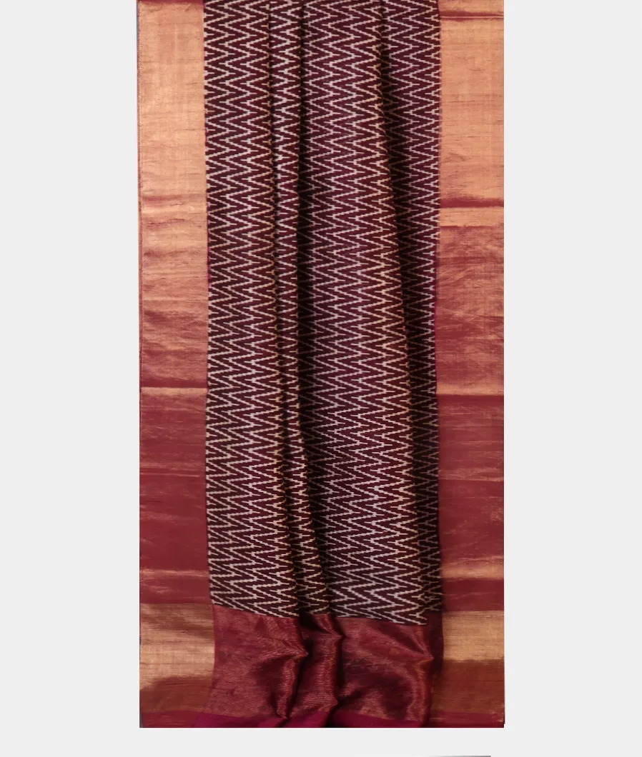 Maroon  Printed Raw Silk Saree T4522962