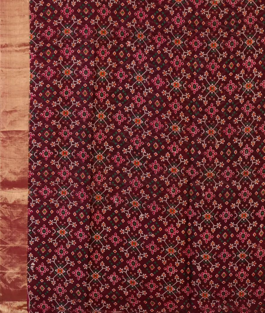 Maroon  Printed Raw Silk Saree T4522963