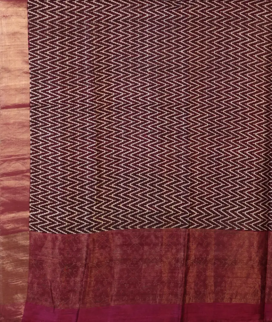 Maroon  Printed Raw Silk Saree T4522964