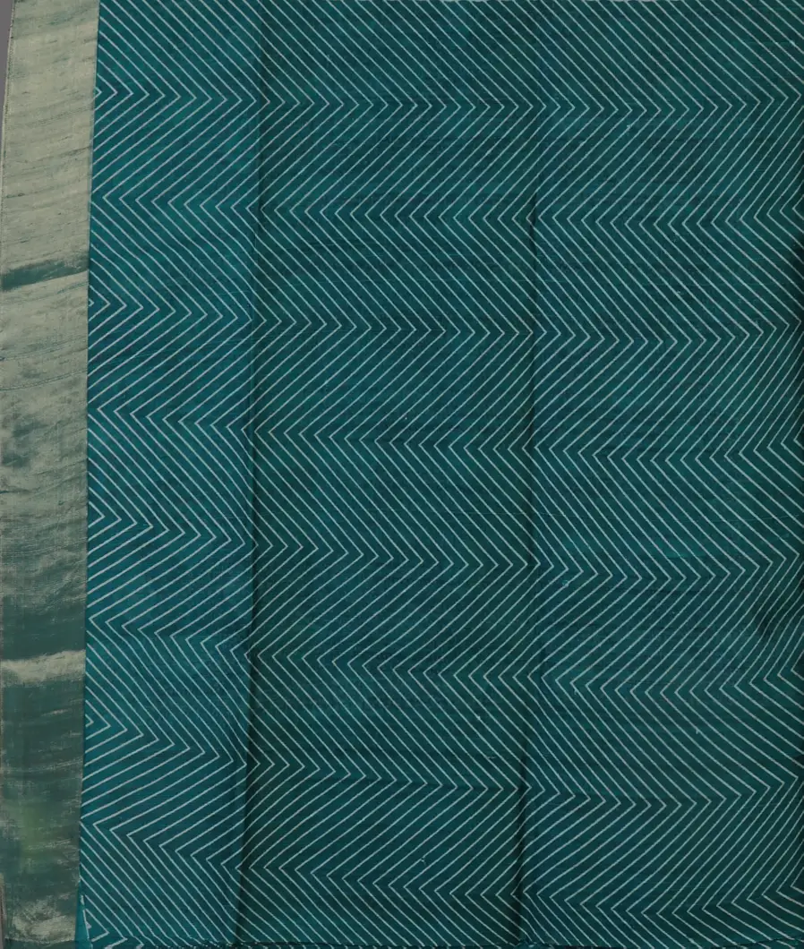 Navy Blue Printed Raw Silk Saree  T4523183