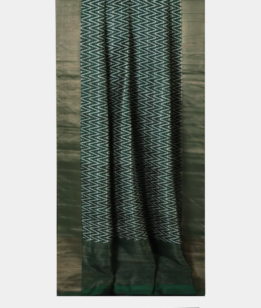 Bottle Green Printed Raw Silk Saree T4522822