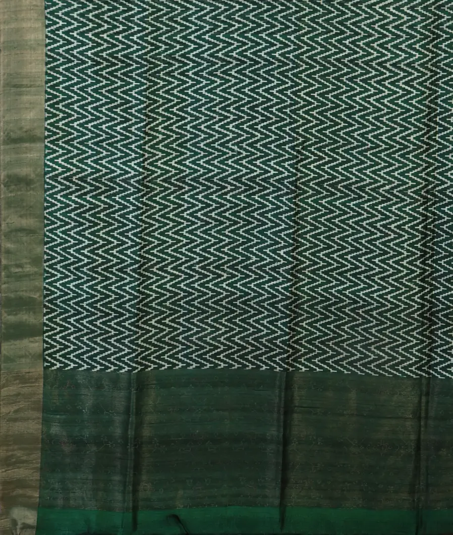 Bottle Green Printed Raw Silk Saree T4522824