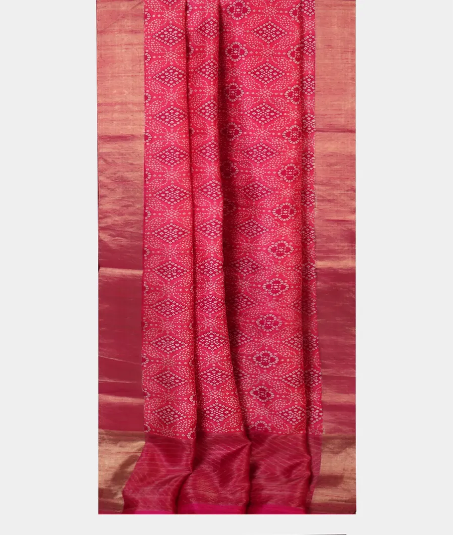 Pink Printed Raw Silk Saree T4523142