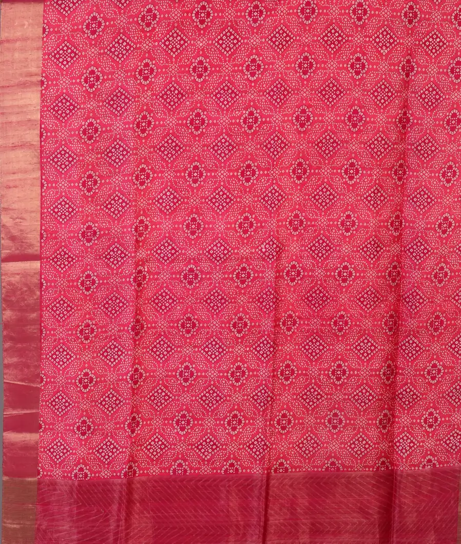 Pink Printed Raw Silk Saree T4523144