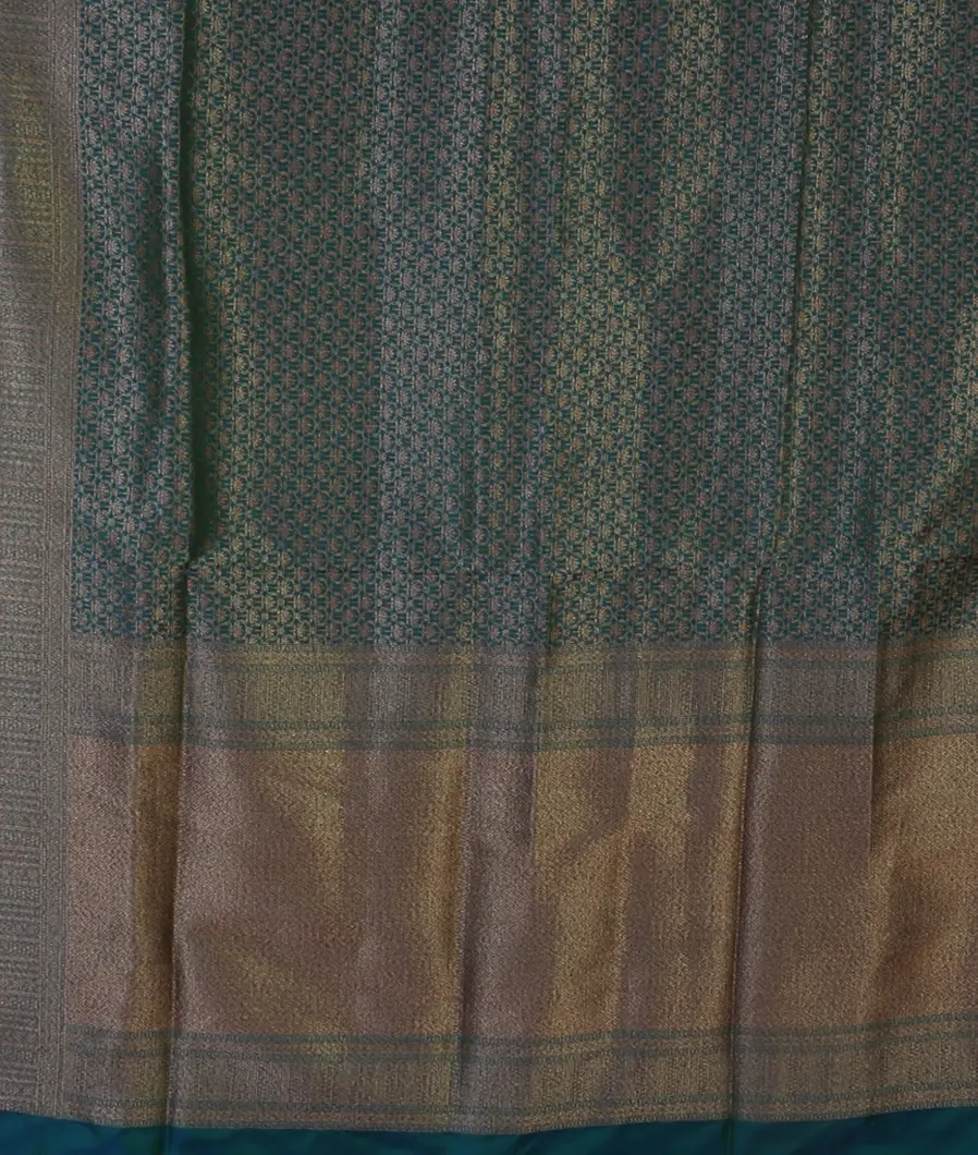 Peacock Blue Banaras Silk Saree T4576434