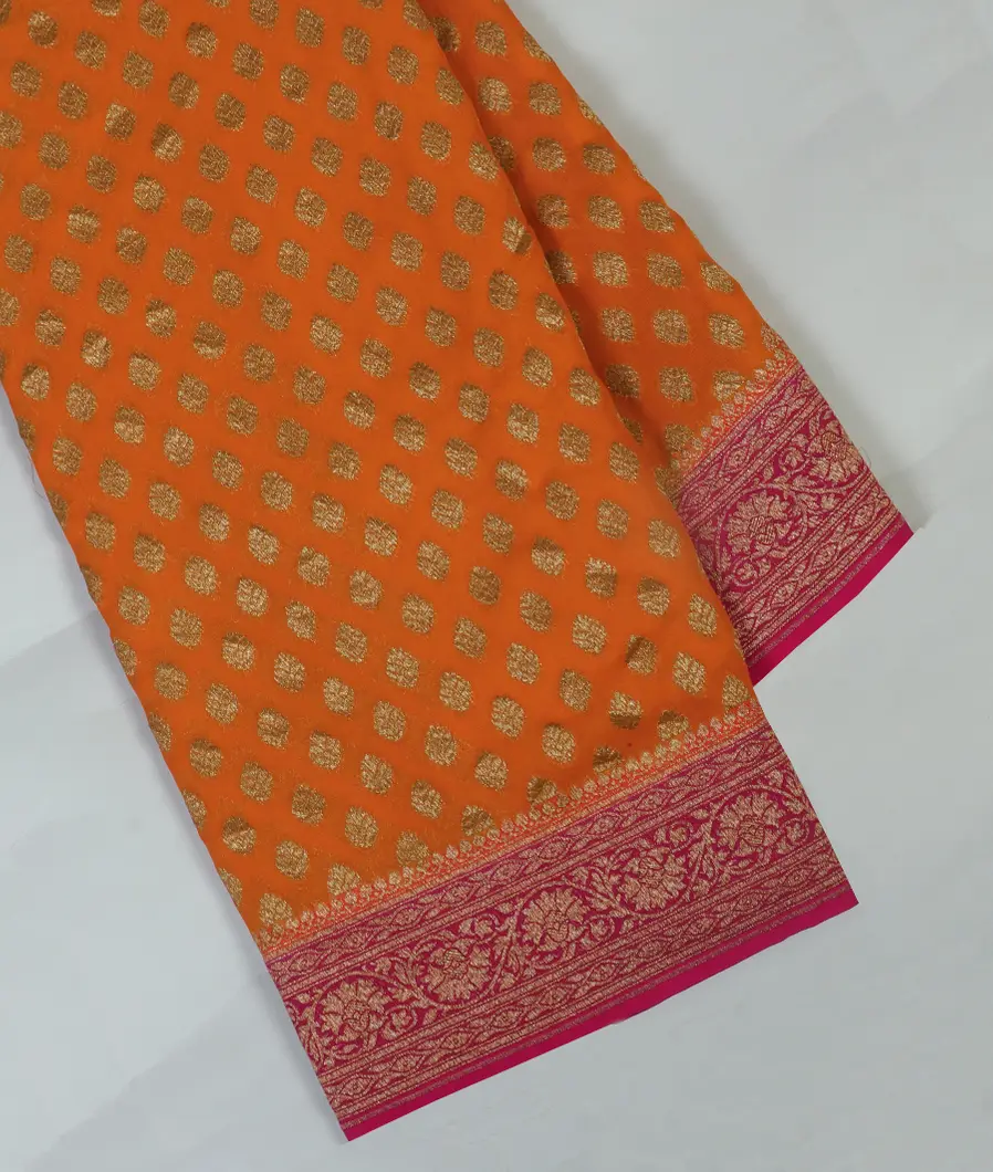 Orange Banaras Georgette Saree T443685-image