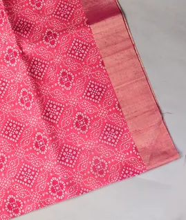 Pink Printed Raw Silk Saree T4523141