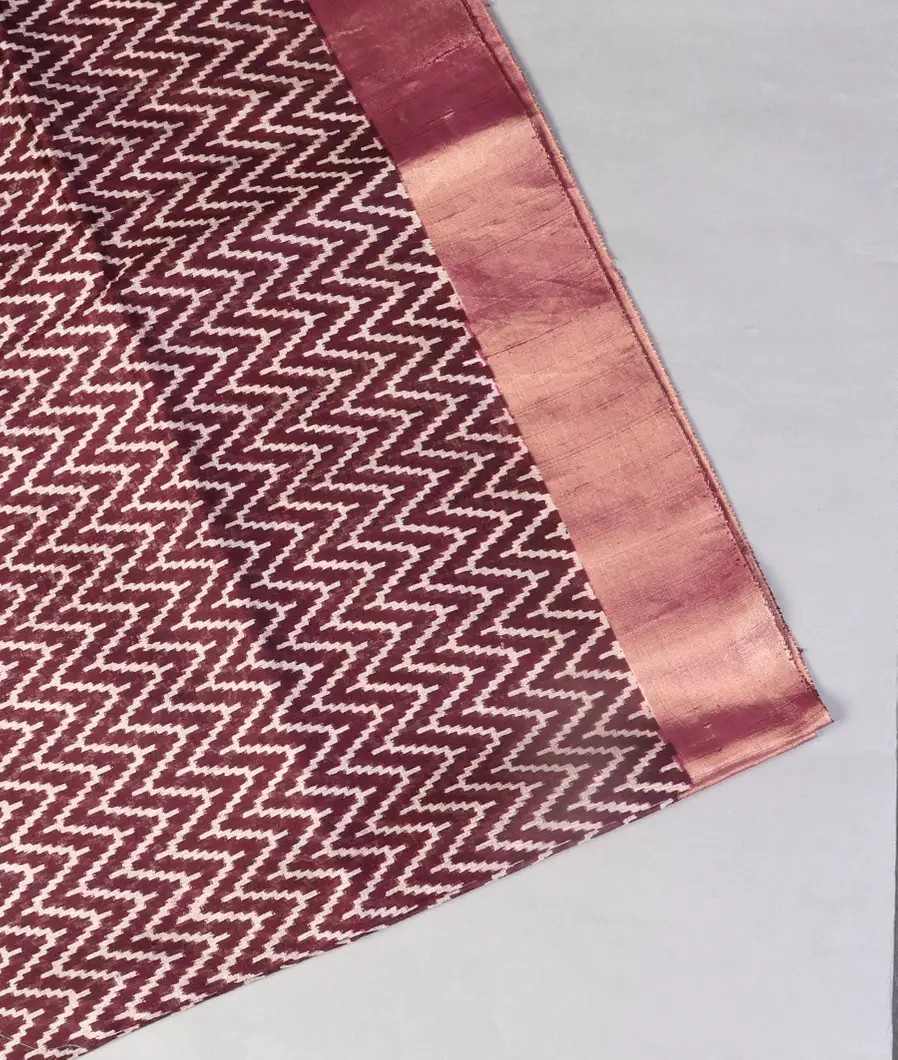 Maroon Printed Raw Silk Saree T452296-image