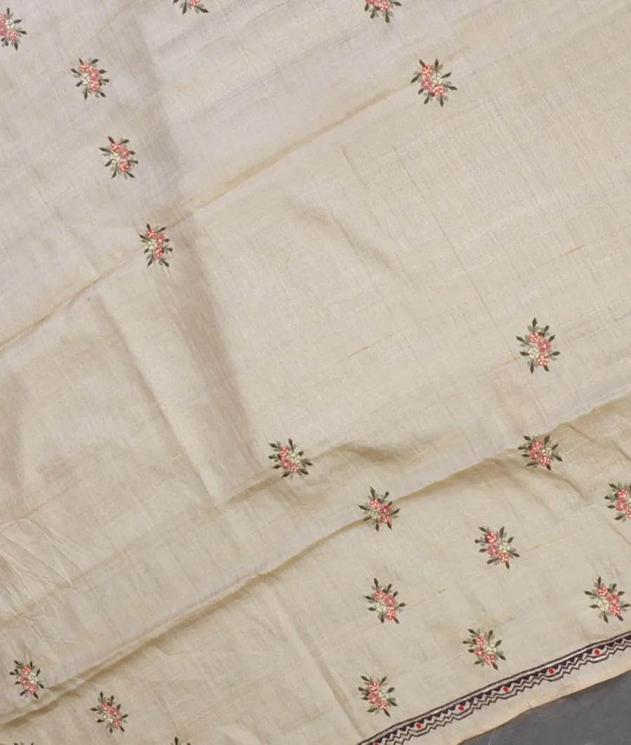 Blue Tussar Hand Embroidery Saree T4539473
