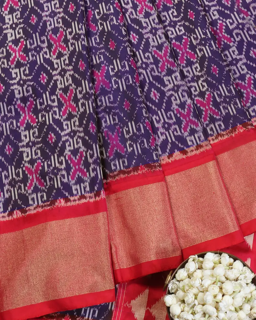 Blue Ikat Silk Saree T359361-image