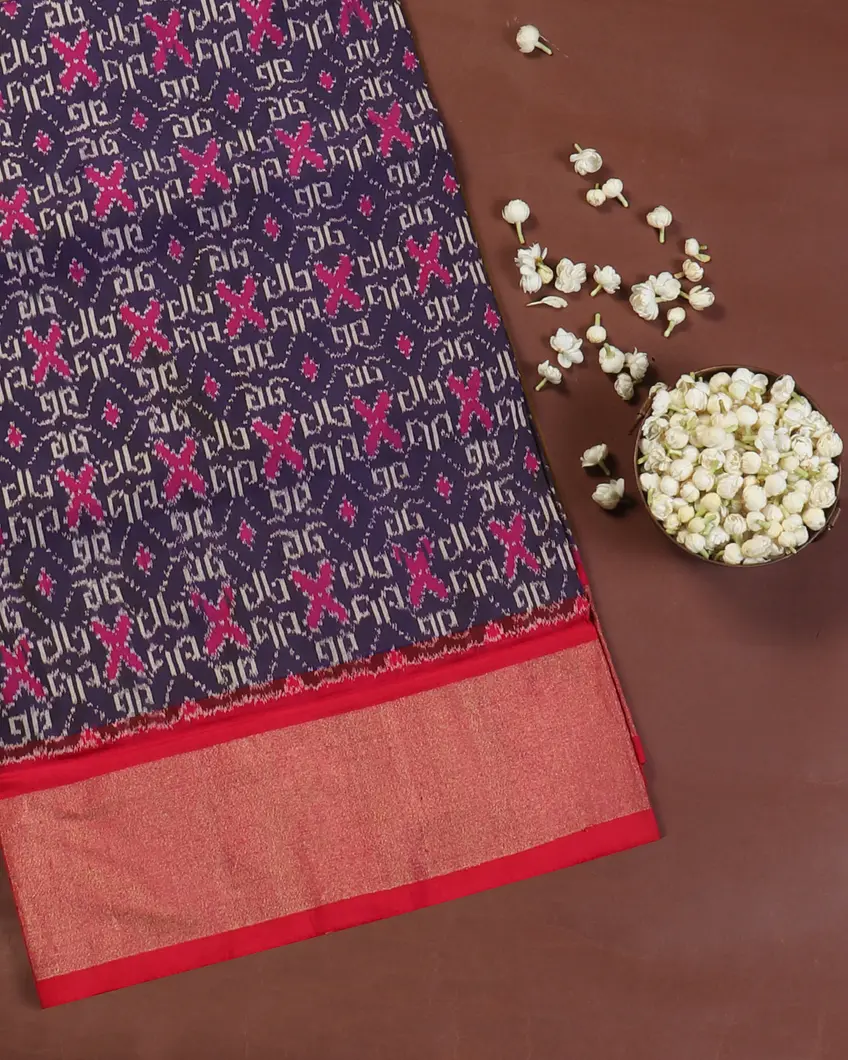 Blue Ikat Silk Saree T3593612