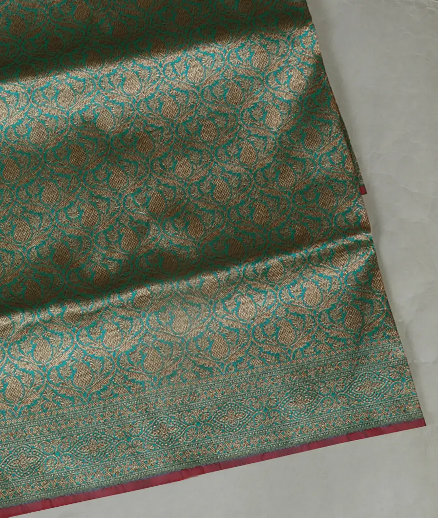 Greenish Blue Banaras Silk Saree T457623-image