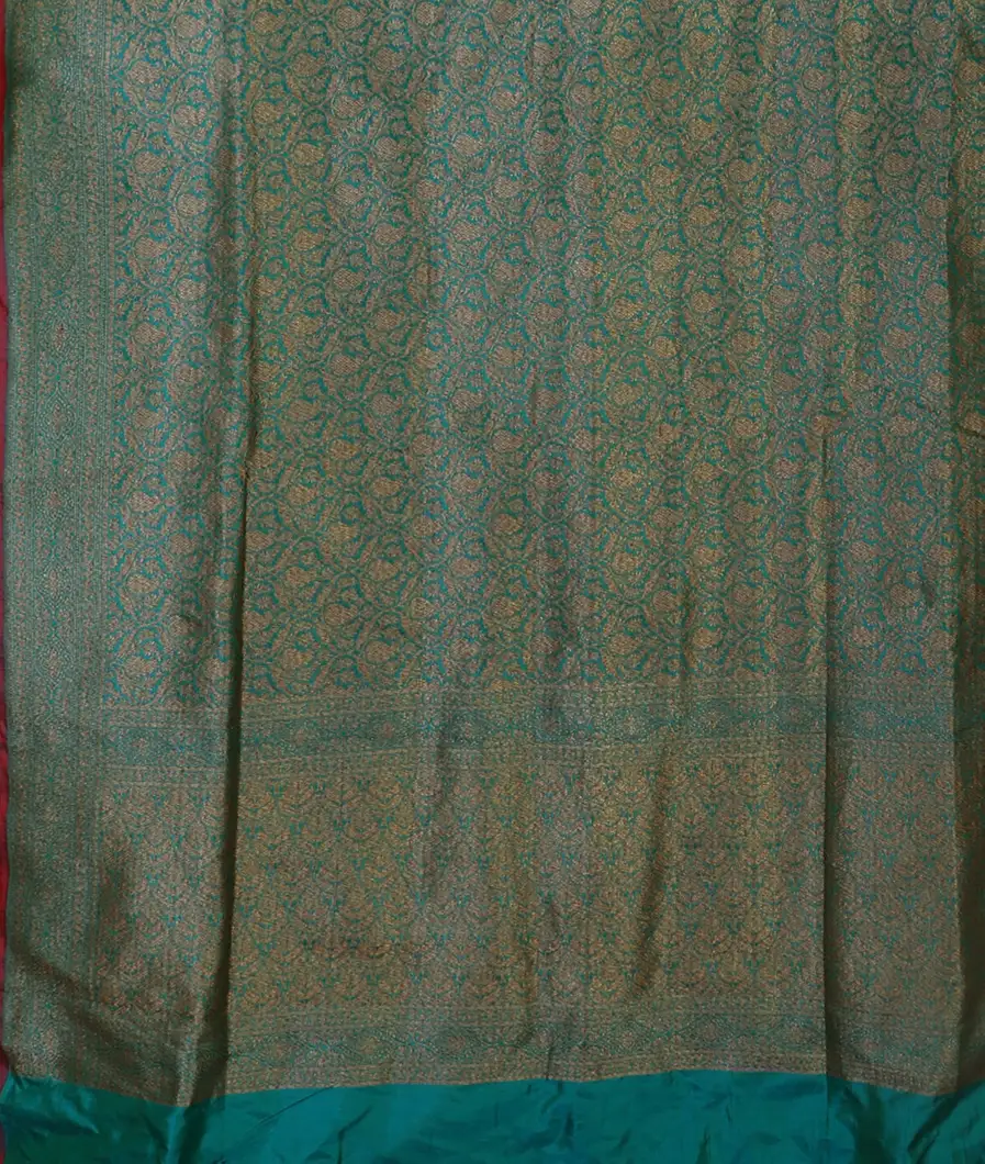 Greenish Blue Banaras Silk Saree T4576234