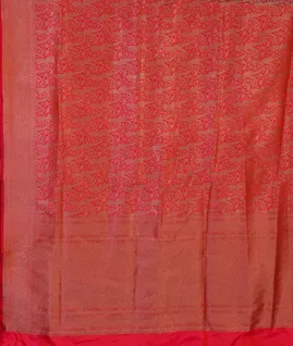 Pinkish Orange Banaras Silk Saree T4576134