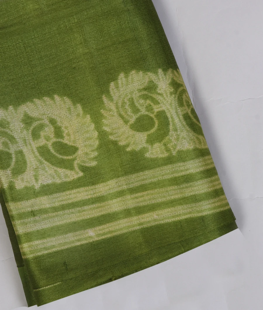 Green Tussar printed Saree T451021-image