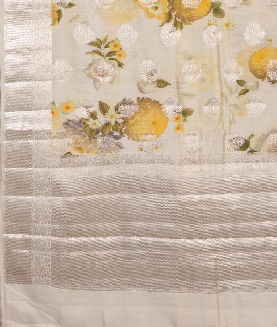 Off-White Chaniya Silk Saree T4488454