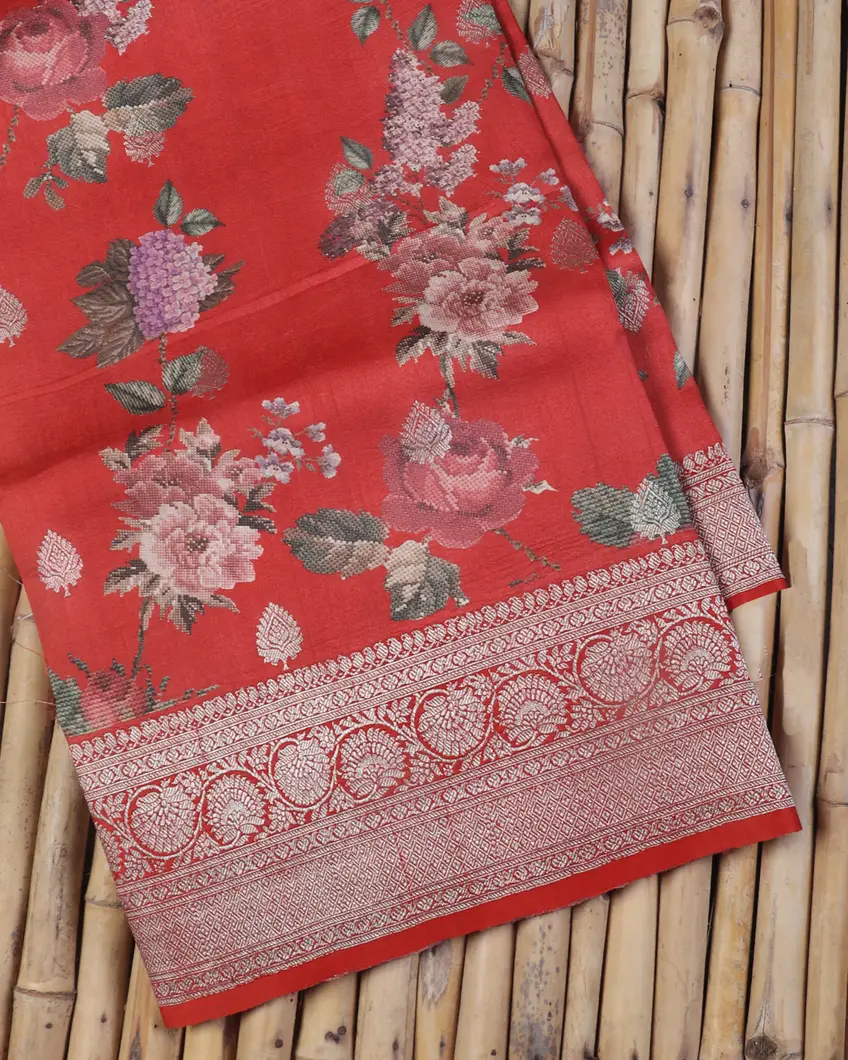 Red Banaras Kathan Silk Saree T454762-image