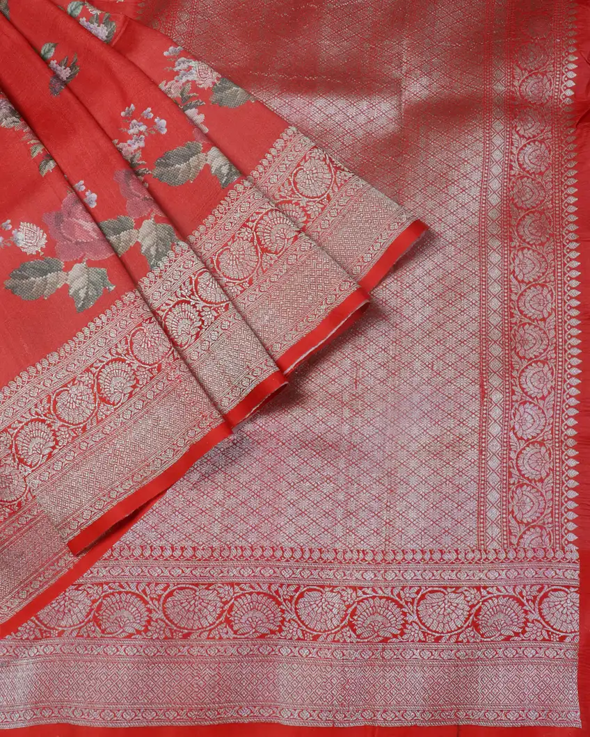 Red Banaras Kathan Silk Saree T4547622