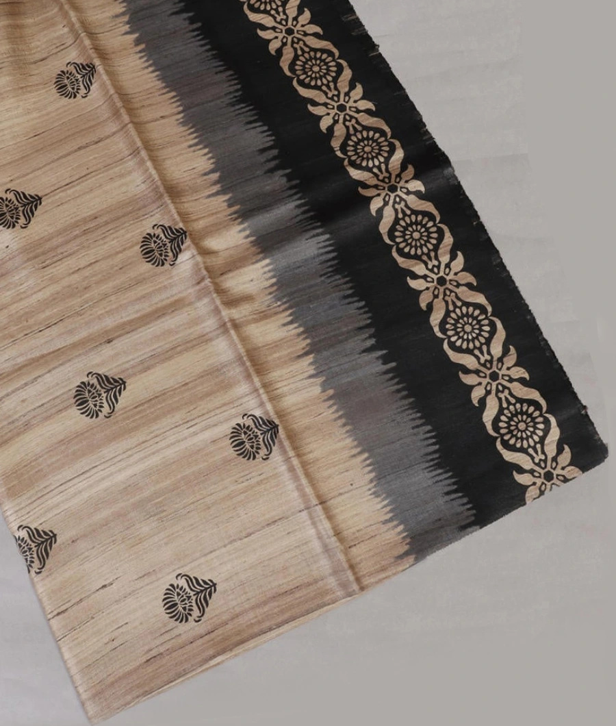 Beige Tussar Printed Saree T443422-image