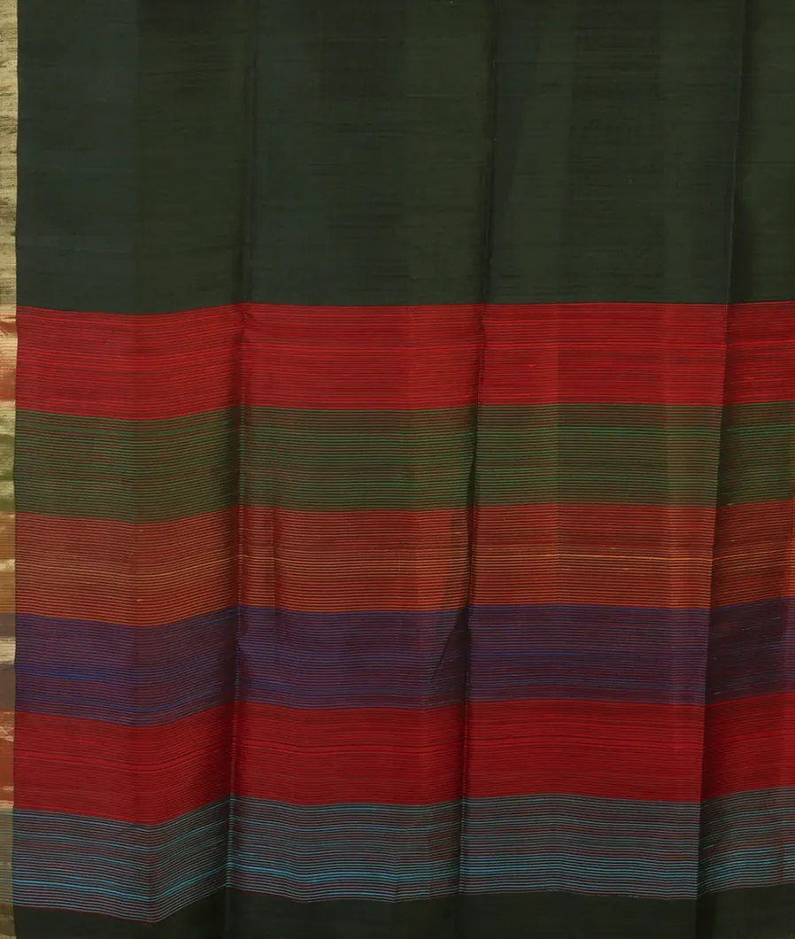 Bottle Green Woven Raw Silk Saree T4594254
