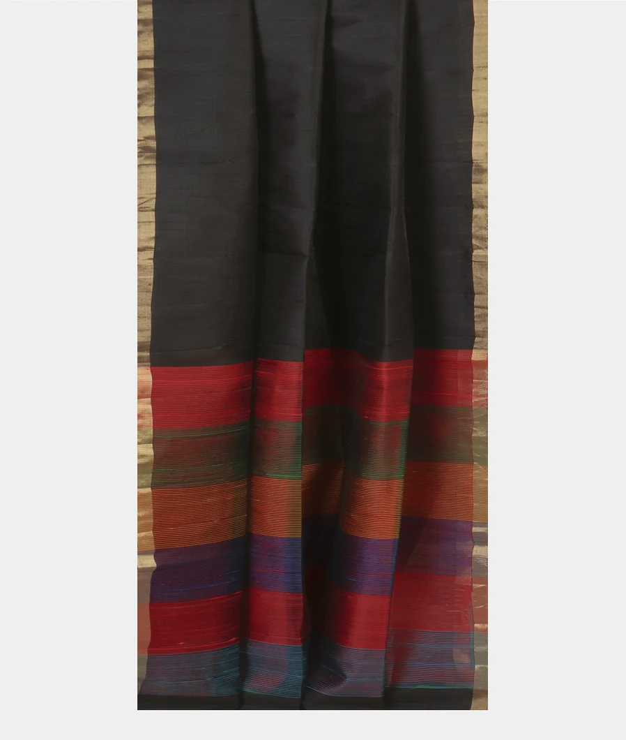 Black Woven Raw Silk Saree T4594162