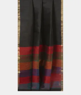 Black Woven Raw Silk Saree T4594162