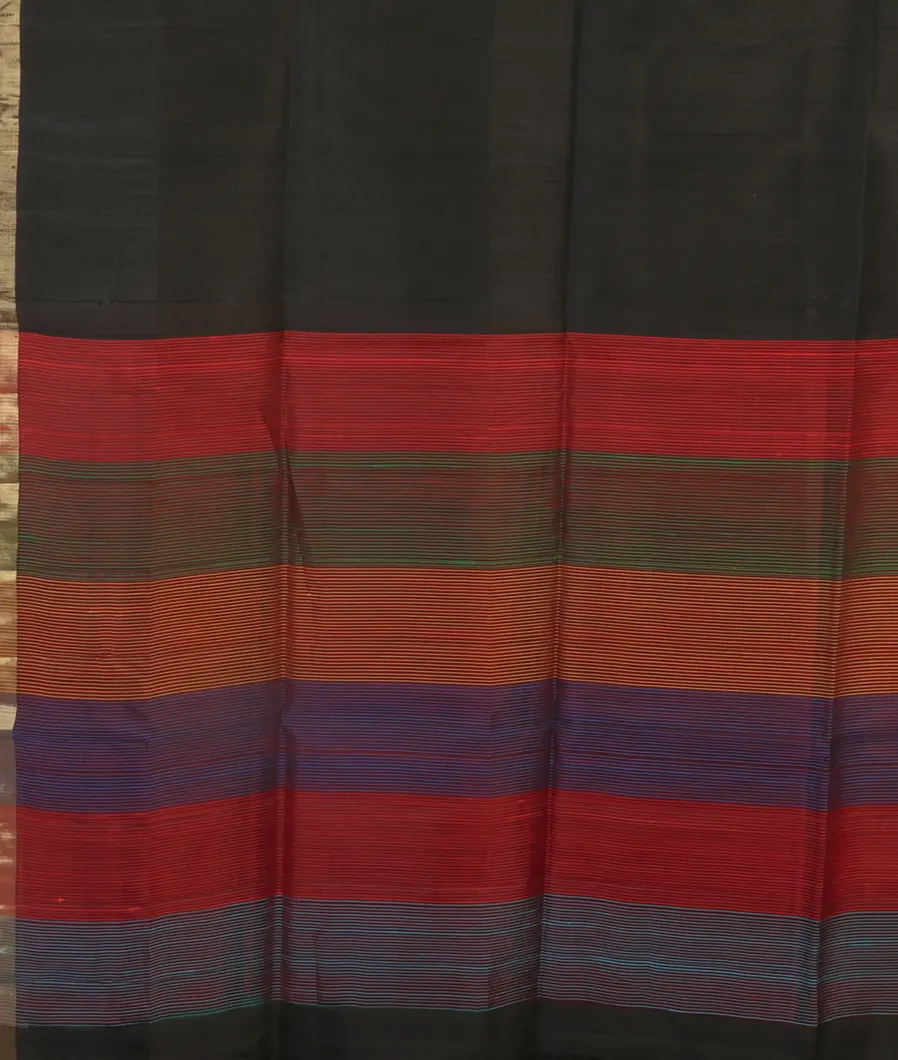 Black Woven Raw Silk Saree T4594164