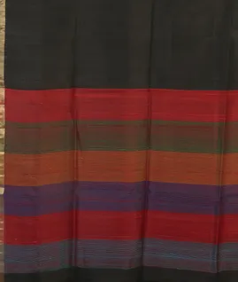 Black Woven Raw Silk Saree T4594164