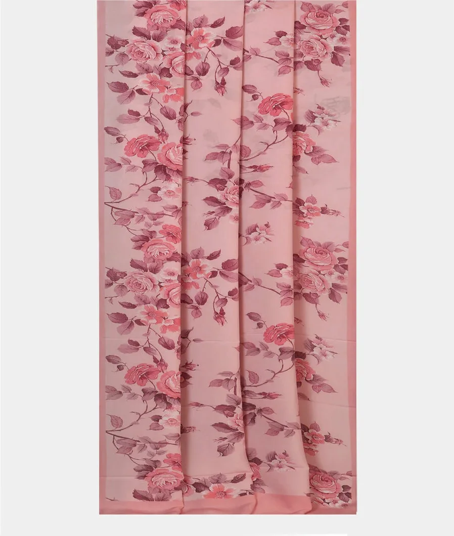 Pink Georgette Silk Saree T3669332