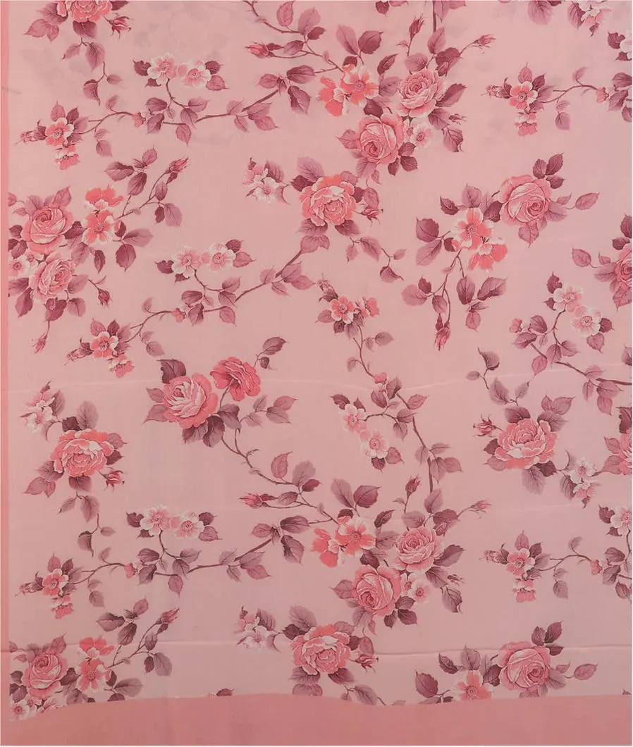 Pink Georgette Silk Saree T3669334