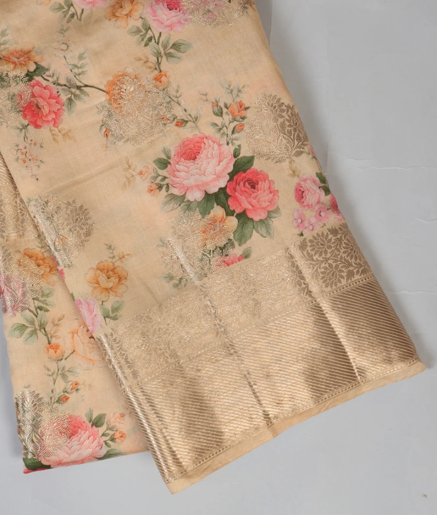 Cream Chaniya Silk Saree T436861-image