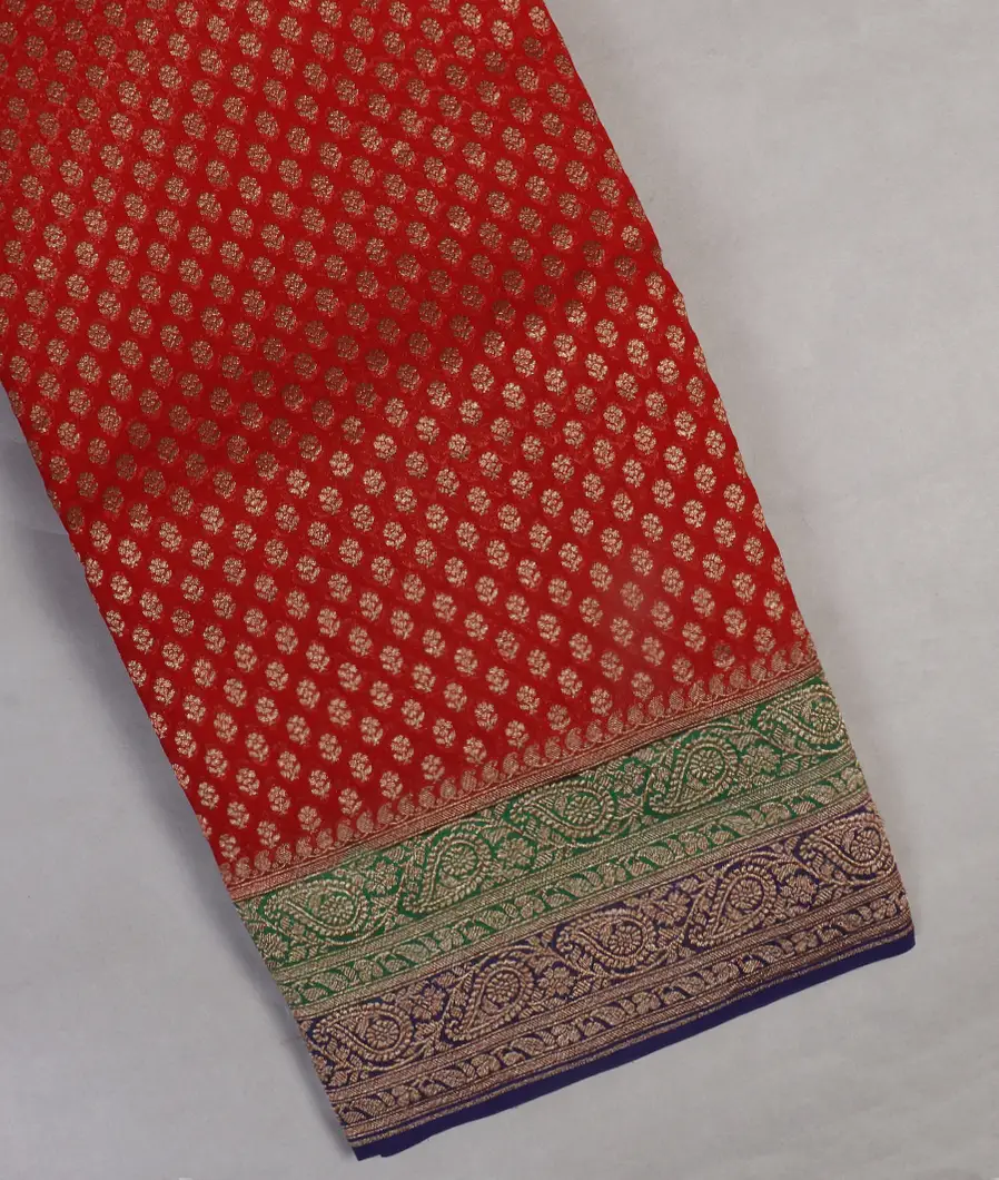 Red Banaras Georgette Silk Saree T459540-image