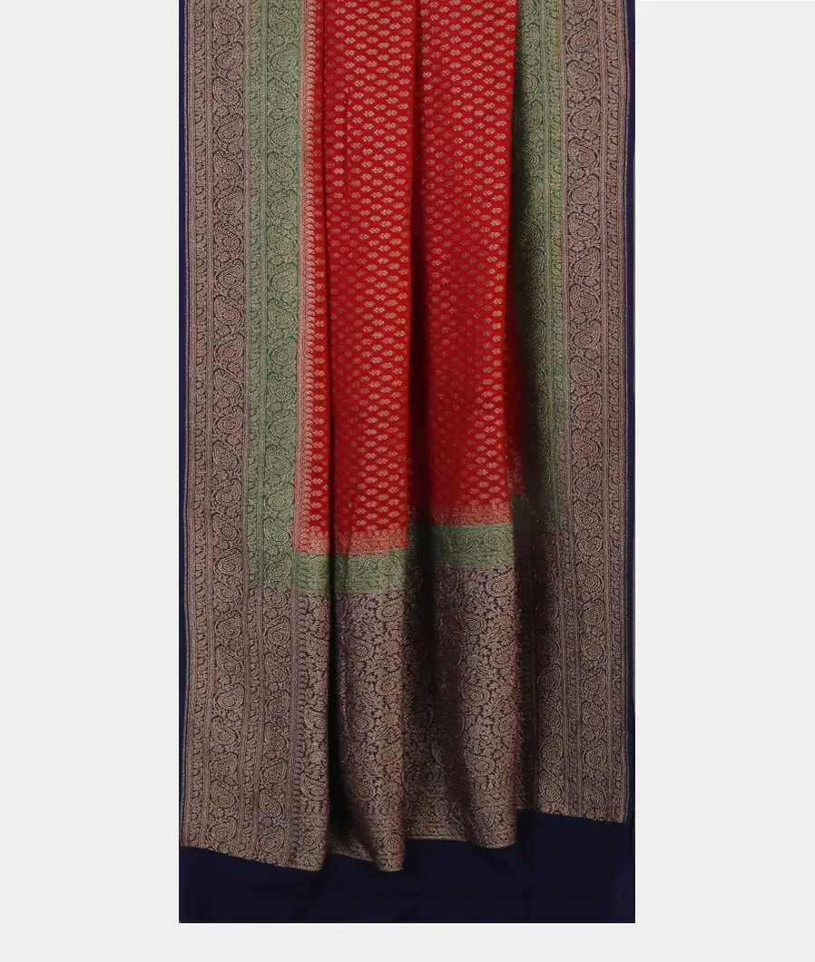 Red Banaras Georgette Silk Saree T4595402