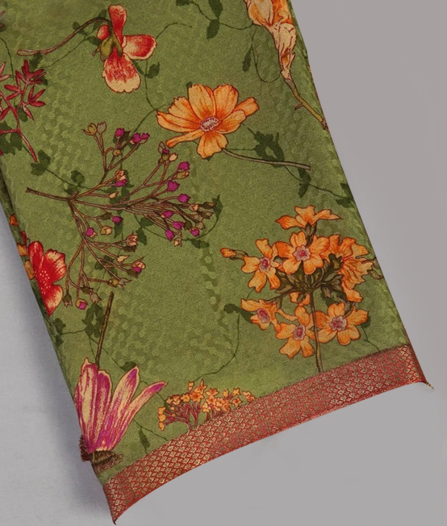 Green Crepe Silk Saree T434462-image