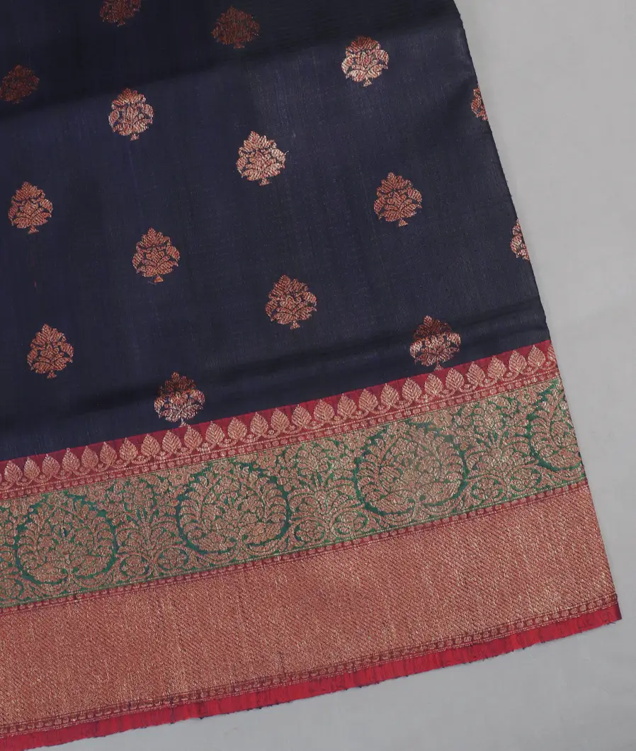 Midnight Blue Banaras Tussar Saree T459647-image