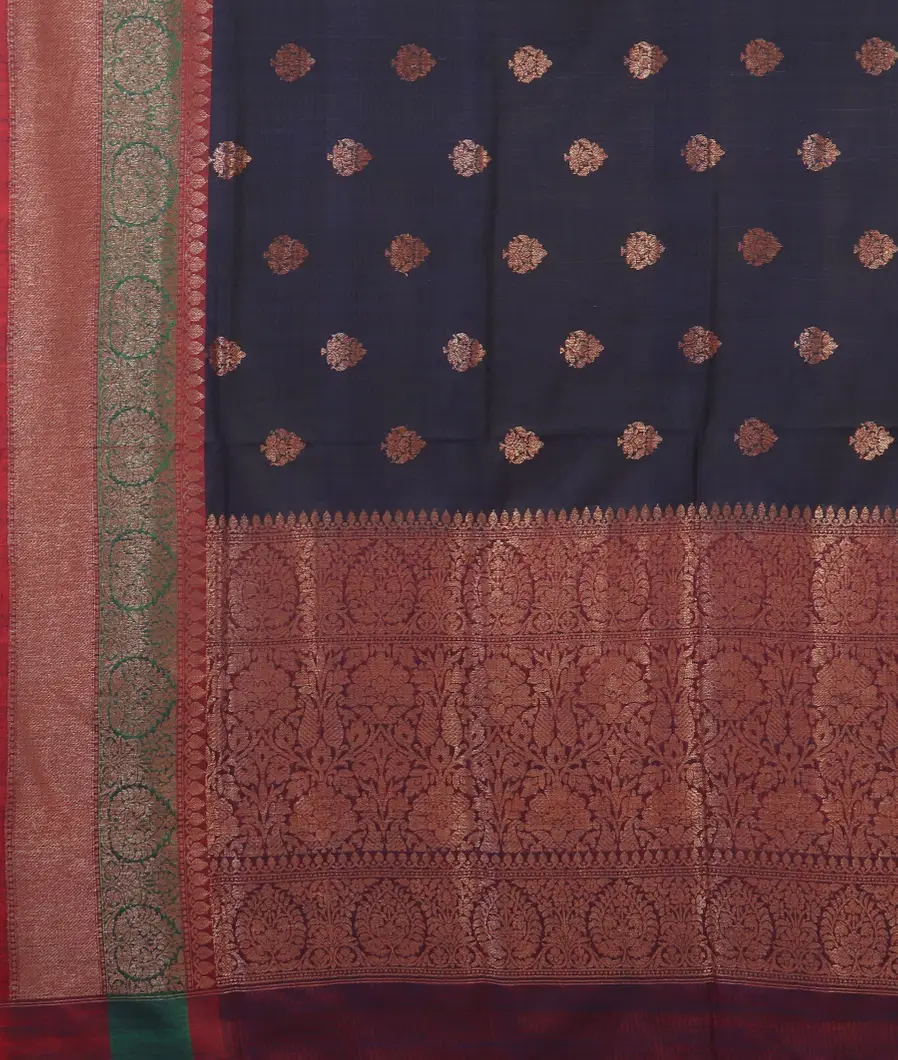 Midnight Blue Banaras Tussar Saree T4596474
