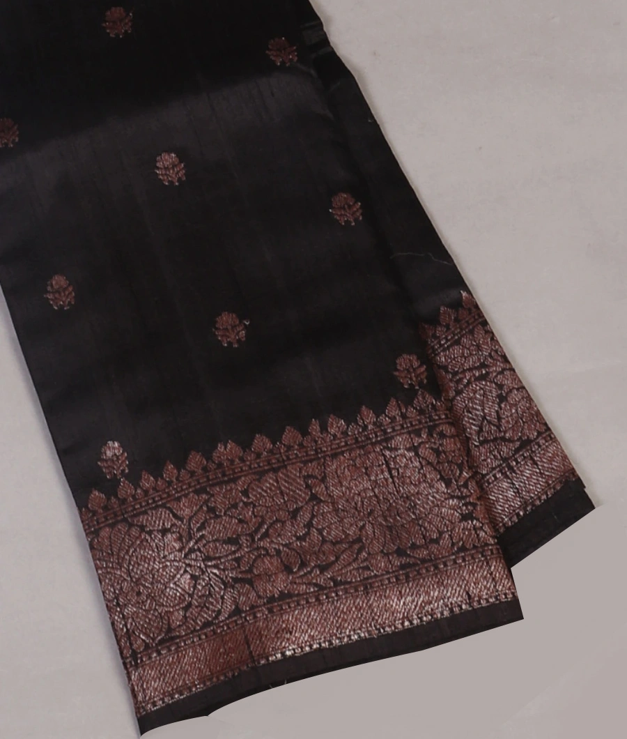 Black Banaras Tussar Saree T456482-image