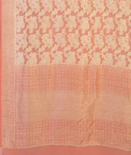 Peach Banaras Georgette Silk Saree T4596774