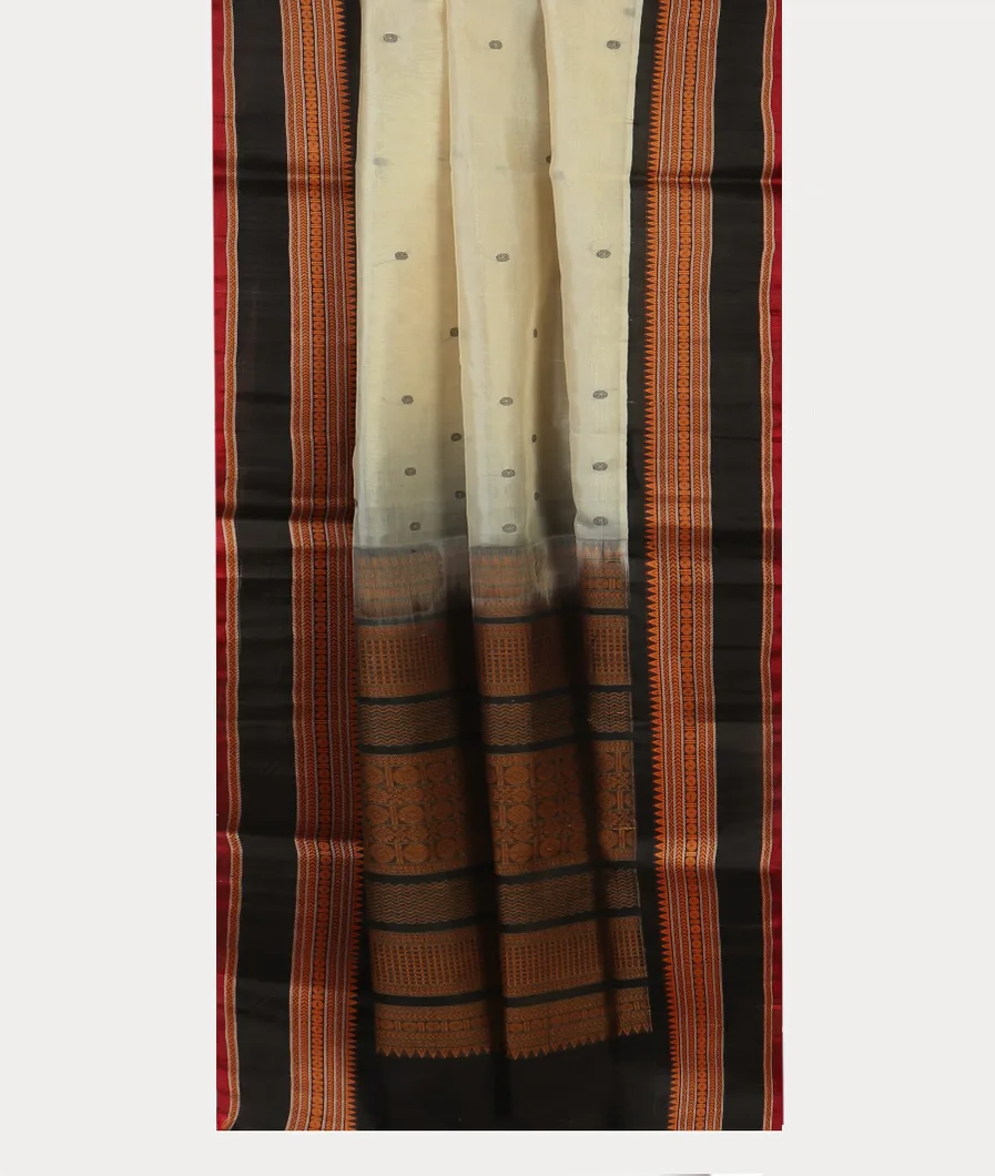 Cream Silk Cotton Saree T4602402