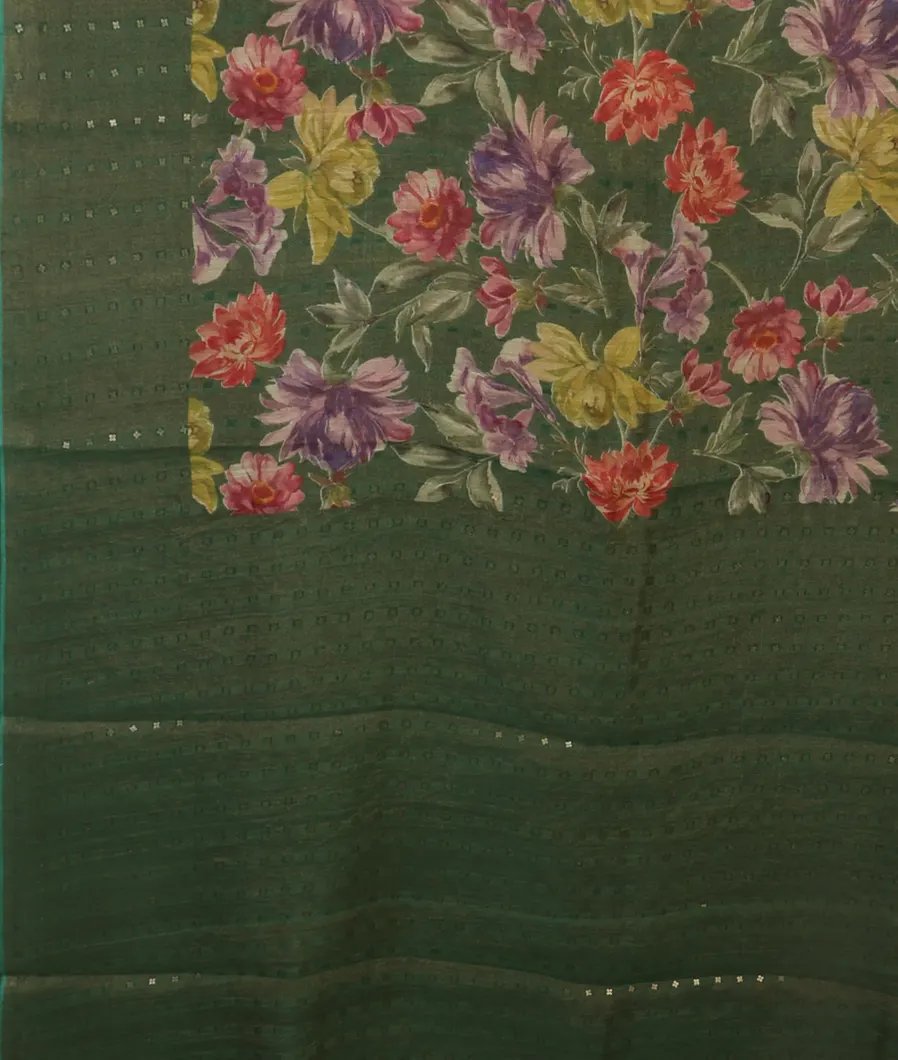 Green Tissue Tussar Printed Saree T4284414