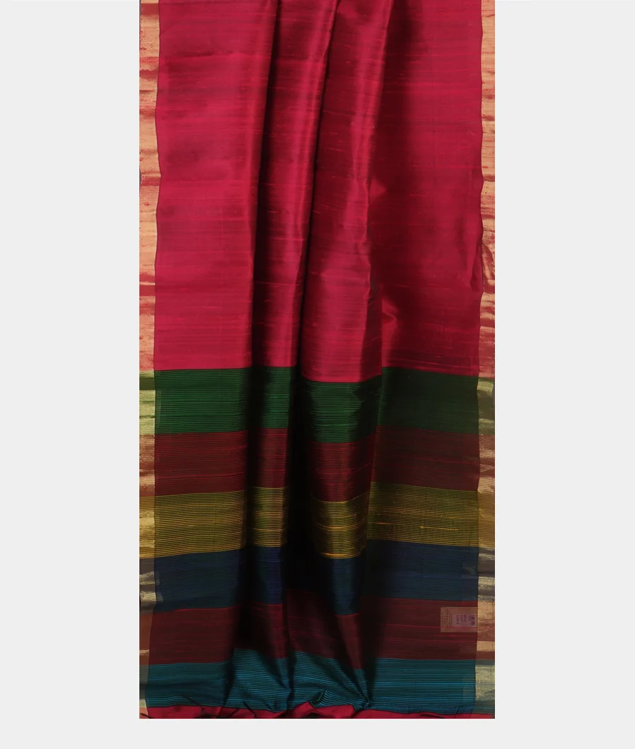 Pinkish Red Woven Raw Silk Saree T4578142