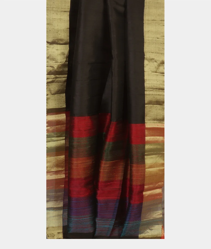 Black Woven Raw Silk Saree T4594332