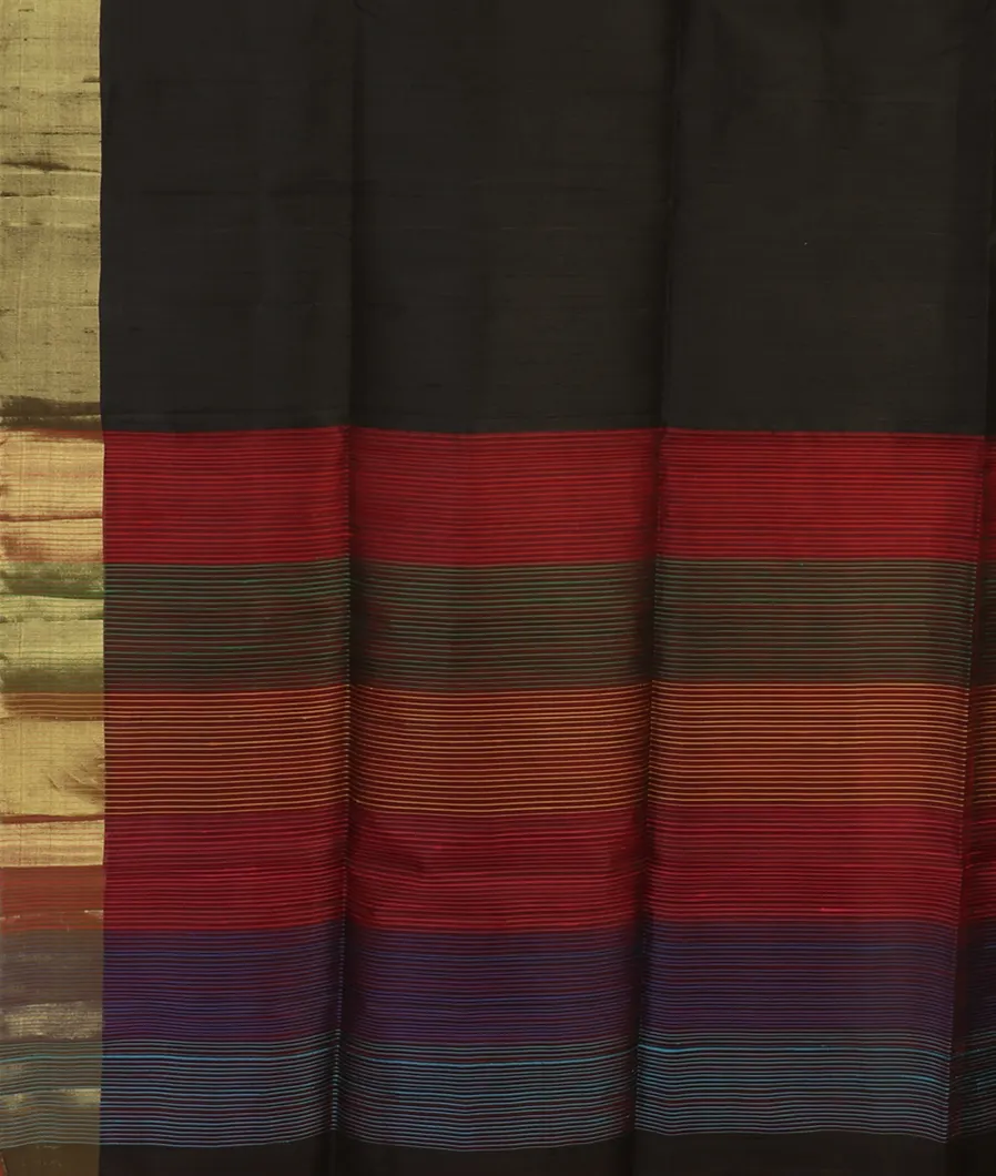 Black Woven Raw Silk Saree T4594334