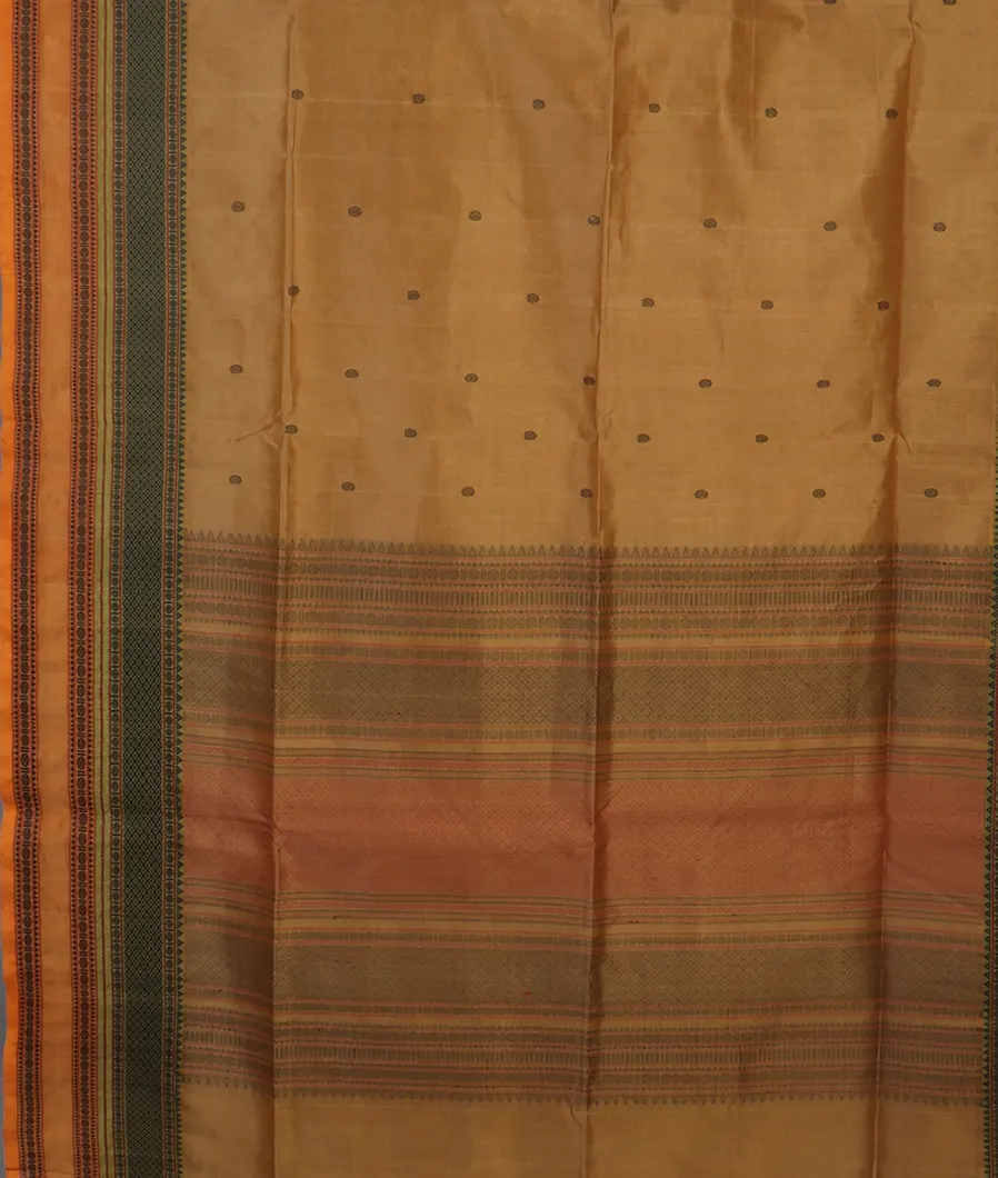 Beige Silk Cotton Saree T4603484